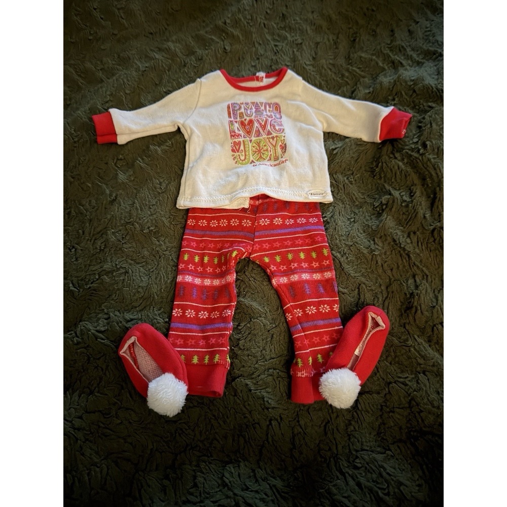 American Girl Doll PEACE Love & JOY Pajamas for 18"‎ Doll - PJs w Slippers 2020